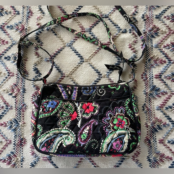 Vera Bradley Quilted Strapped Purse Fall Colourful Clean Black Zippered Paisley - Picture 5 of 8
